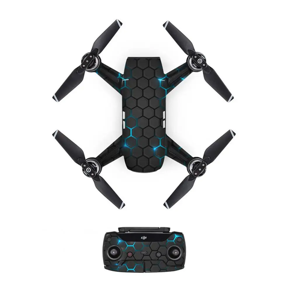 Retro Style Decal PVC Skin Sticker For DJI Spark Drone + Remote Controllers + 3 Batteries Protection Film Cover