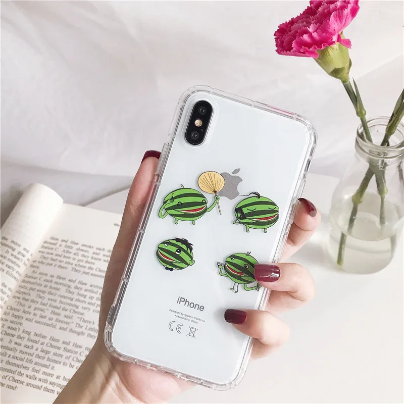 GYKZ летний прозрачный чехол из ТПУ с фруктовым арбузом для iPhone 8 XS MAX XR X 7 6 6s Plus милый