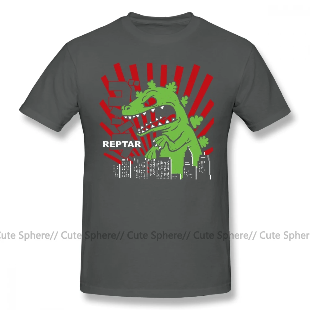 Rugrats футболка зеленая Reptar Rugrats Футболка с принтом Повседневная футболка мужская Милая 5x хлопковая футболка с коротким рукавом - Цвет: Dark Grey