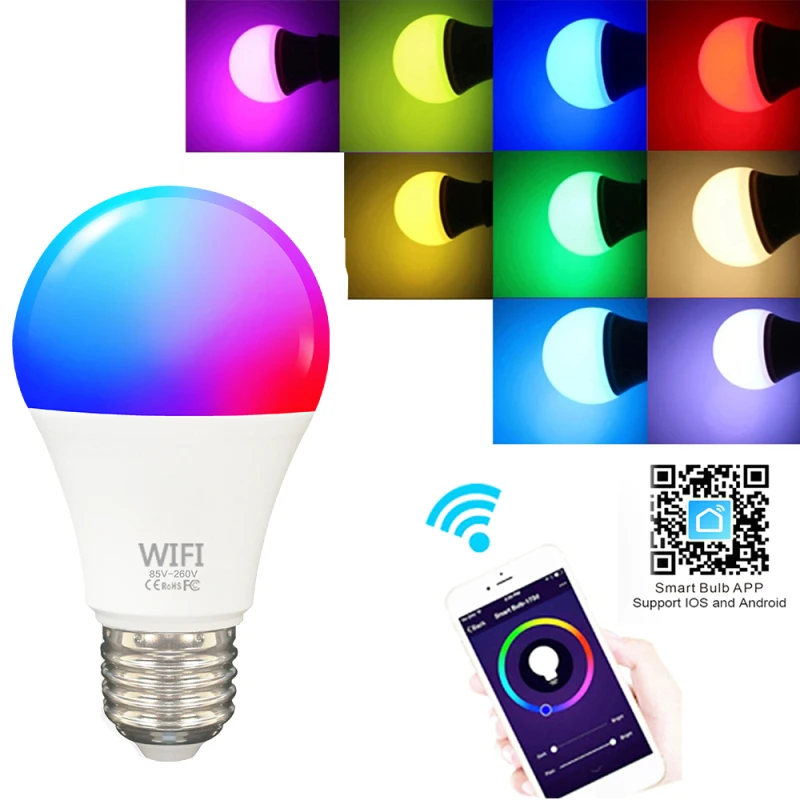 9W WiFi умный светильник лампочка B22 E27 цветная (RGB) Светодиодная лампа работа с Alexa