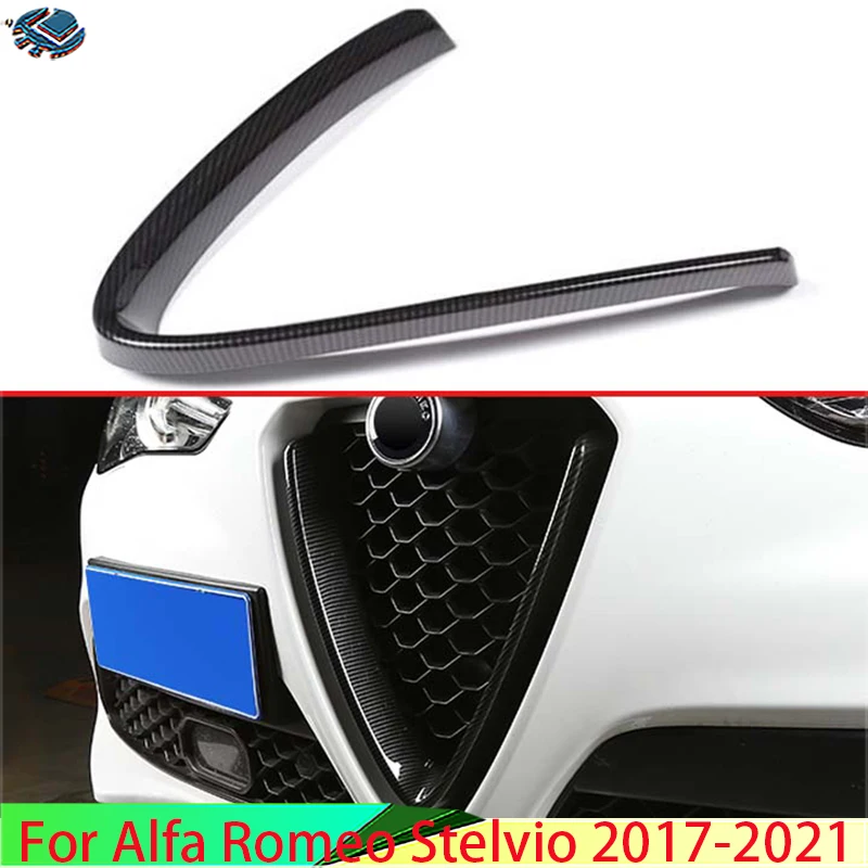 

Для Alfa Romeo Stelvio SUV 2017 2018 2019 2020 2021 автомобильные аксессуары Стильная передняя решетка радиатора из углеродного волокна Центральная сетчатая отделка