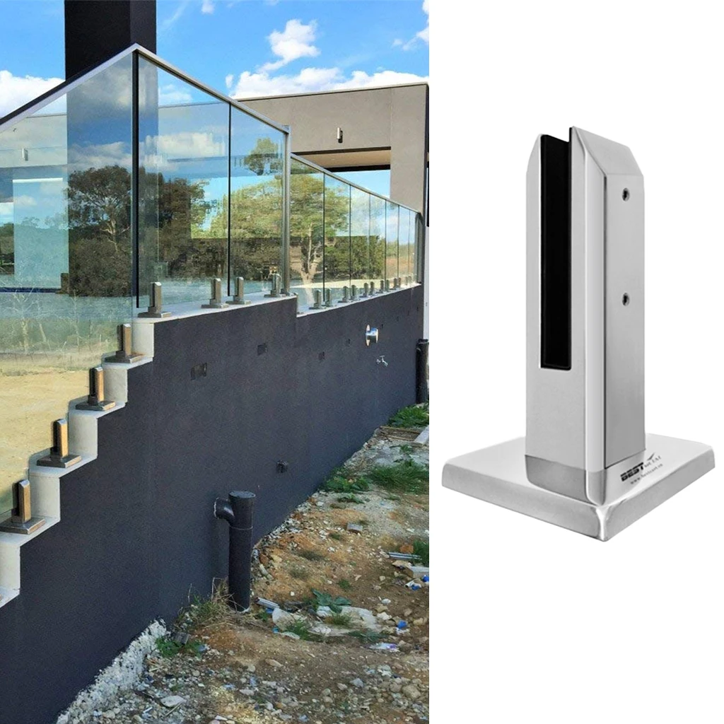 

Heavy Duty 2205 Stainless Steel Frameless Pool Glass Fence Garden Balustrade Staircase Clamp Spigot Square