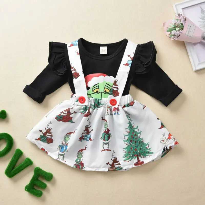 

Newborn Baby Girl 6M-5Y Christmas Clothes Cartoon Top T-Shirt +Tutu Skirt Outfit