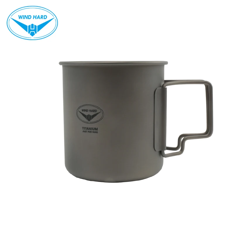 

WIND HARD Outdoor Titanium Cup Tableware Camping Cup Picnic Water Cup Mug of Coffee 480ML