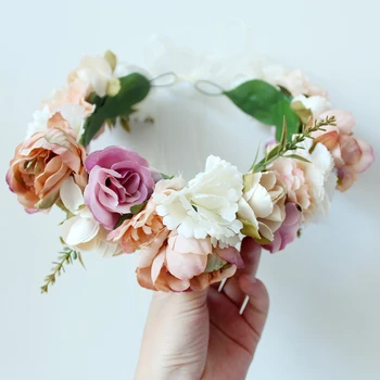 

Artificial Handmade Garland Performance Photography Simulation Garland Headdress Bride Wedding Decoration Head Wreath Garland