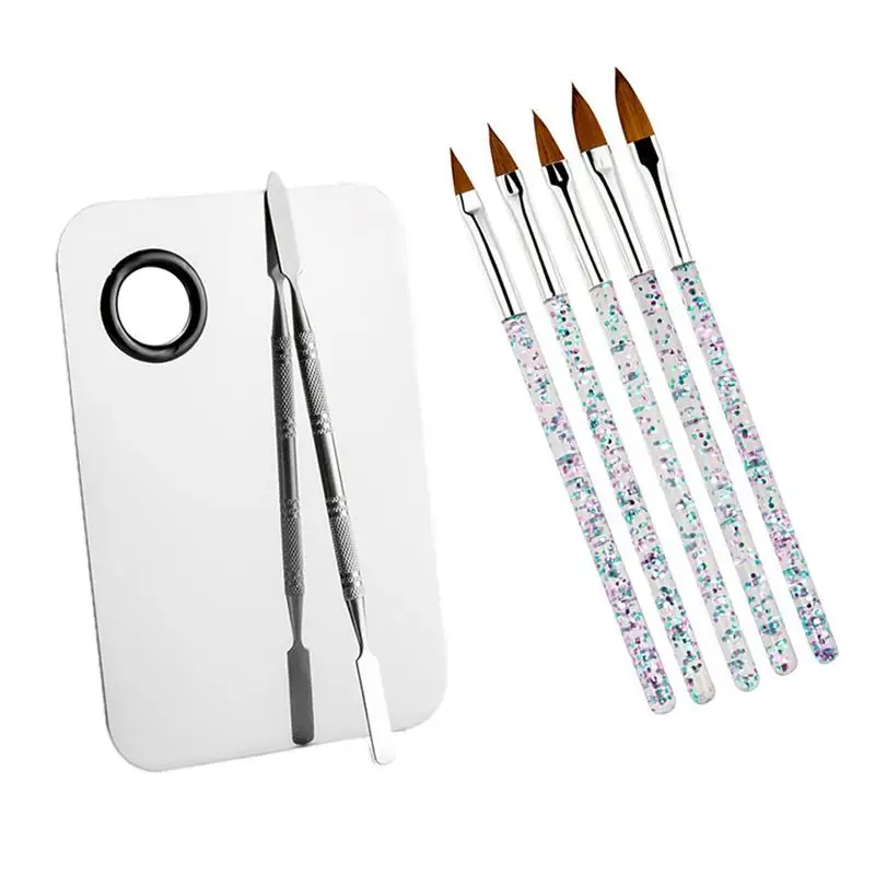 7 шт., женский набор палитр для дизайна ногтей, инструмент для смешивания, пигментный шпатель, лак для ногтей, макияж, косметическая основа