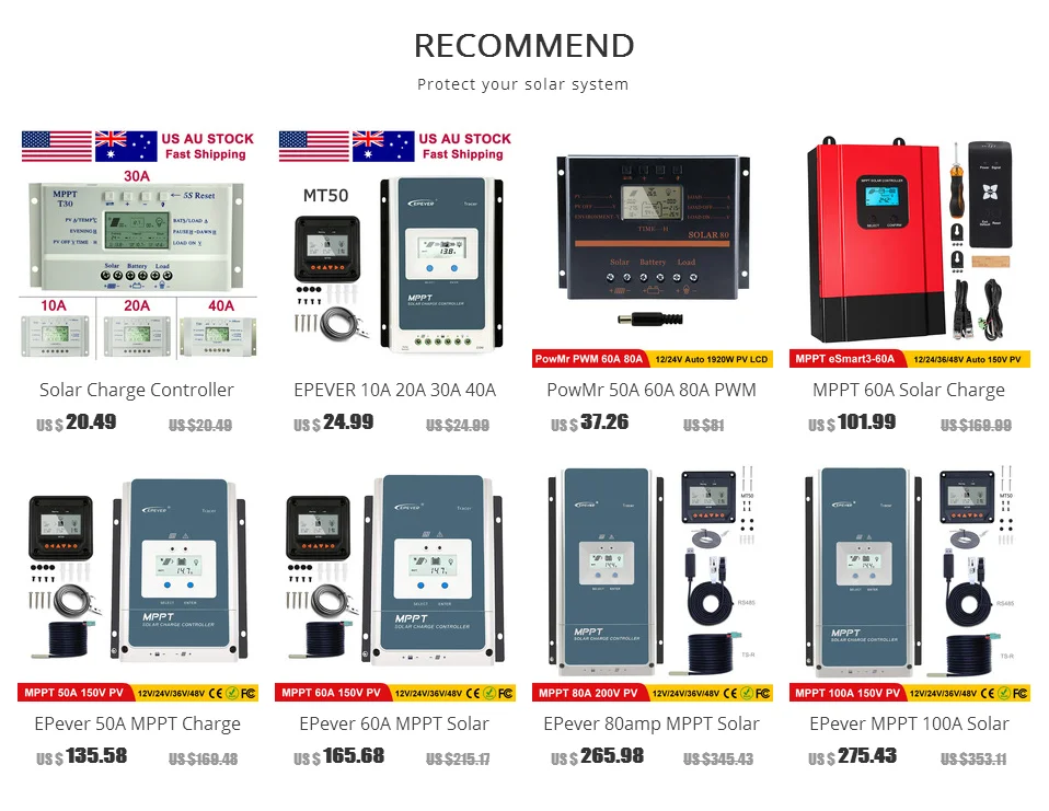 EPever Tracer 10A 20A 30A MPPT солнечный регулятор заряда 12 в 24 в ЖК-контроллер 100 в PV отрицательный Заземленный с дистанционным измерителем MT50