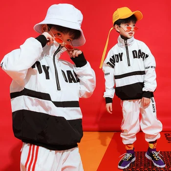 

Kid Fashion Hip Hop Clothing Sweatshirt Jacket Top Pullover Running Casual Pants for Girl Boy Jazz Dance Costumes Clothes