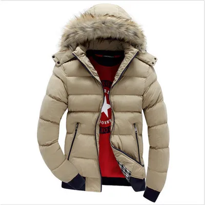 Мужская повседневная куртка-парка, мужские толстовки, лоскутные куртки, Мужская Осенняя зимняя верхняя одежда, пальто, мужская куртка с капюшоном, меховая теплая ветровка, S-4XL Размер - Цвет: FK047Khaki