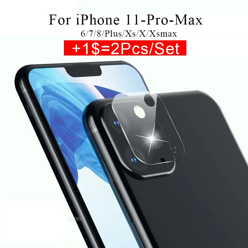 

2PCs Tempered Glass on For IPhone 11 Pro Max Camera Lens Glass XS XR X Screen Protector for IPhone 11 2019 Protective Glass Film