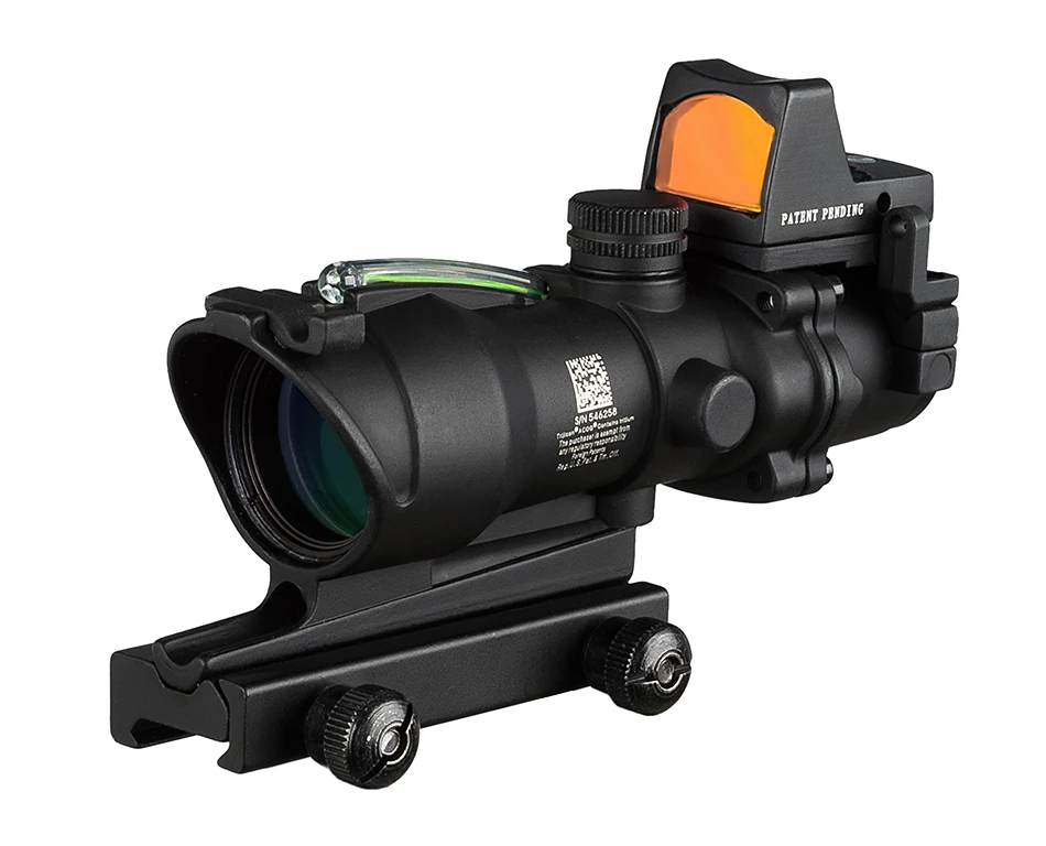 Acog 4x32 Optic Scope Riflescope Cahevron Reticle Fiber Green Red Illuminated Optic Sight With Rmr Mini Red Dot Sight