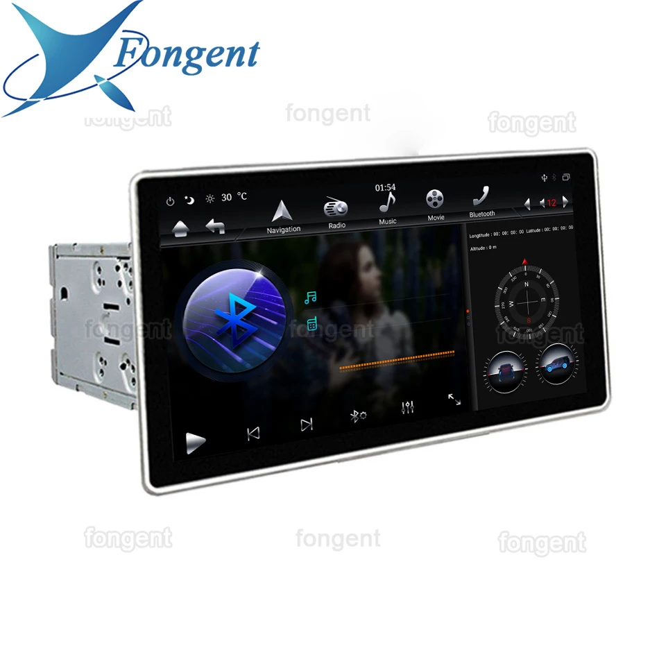 Fongent 12.8&quot Tesla Style Rotation IPS Screen 2 Din Universal Android 10.0 Car DVD GPS Player Radio Stereo Voice Control PC |