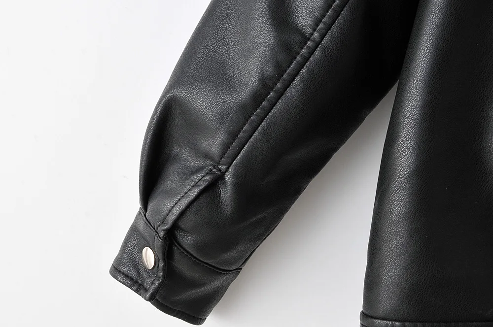 Розовая Женская куртка из искусственной кожи с длинными рукавами и отворотом, свободного кроя, на молнии с длинным рукавом, осень, Новая Элегантная Повседневная мотоциклетная Женская куртка, черный топ