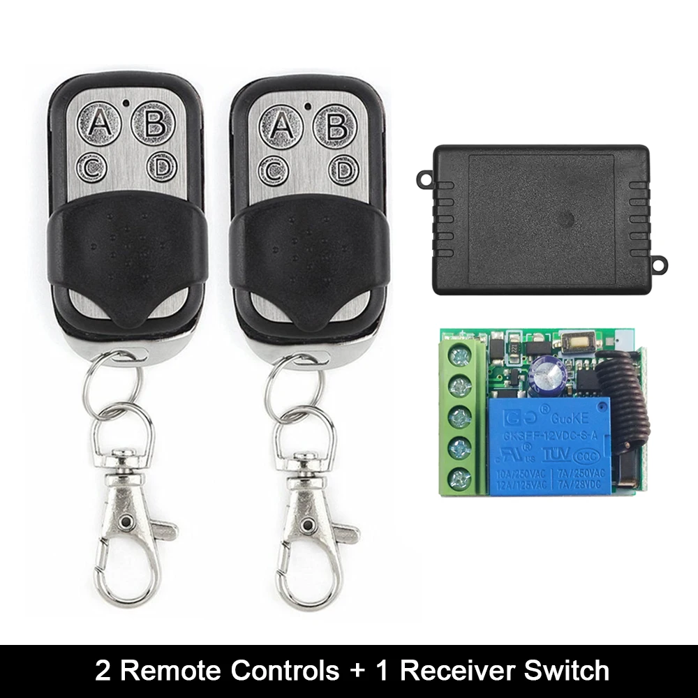 2 RC and 1 Receiver Rubrum пульт дистанционного управления 433 МГц DC 12 В 1CH RF релейный приемник+ 433 МГц передатчик для дистанционного управления Переключатель гаражный мотор двери ворот - Цвет: 2 RC and 1 Receiver