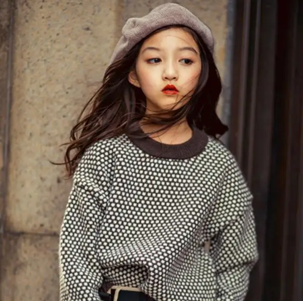 

Kids Novelty Sweaters Autumn Winter 2019 Girls Sweaters Pullover Polka Dot Children Long Sleeve Loose Kids Special Funny Tops