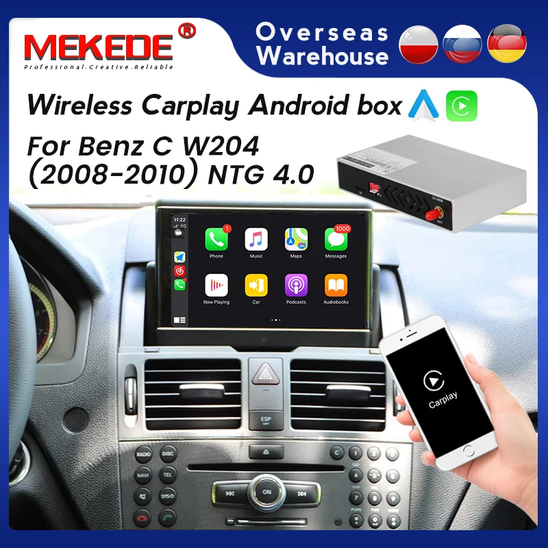 무선 카플레이 동글, 메르세데스 벤츠 C 클래스 W204 2008-2010 NTG 4.0, 자동차 멀티미디어 비디오 인터페이스 박스 화면 업그레이드