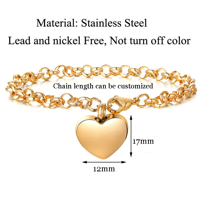 Small Heart Cremation Jewelry Urn Bracelet Custom Stainless Steel Cremation Memorial Ash Urn Bangle for Ashes Dropshipping 2