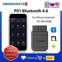 Pic18f25k80 leitor de código bluetooth automotivo v1.5 android faslink obd2 scanner elm327 diagnóstico para o carro de iphone