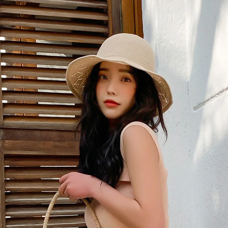 Handmade Summer Women Straw Hat Windproof Cord Beach Sun Holiday Wide Brim Cute Floppy | Аксессуары для одежды