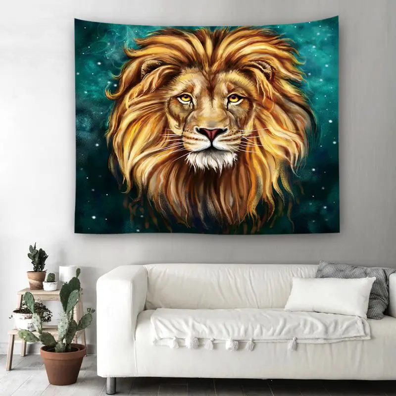 

Lion King Tapestry Household Hanging Wall Watercolor Animal Tapestry Bedroom Decoration Blanket