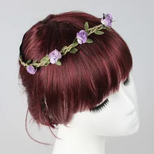 Корейский стиль головной убор богемский пляж роза цветок повязки для волос невесты гирлянда лента для волос