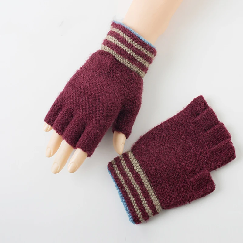 1 пара Для мужчин/Для женщин теплая осень-зима перчатки без пальцев в Корейском стиле Термальность утепленная кашемировая вязаная рукавица из мягкой Зимние перчатки