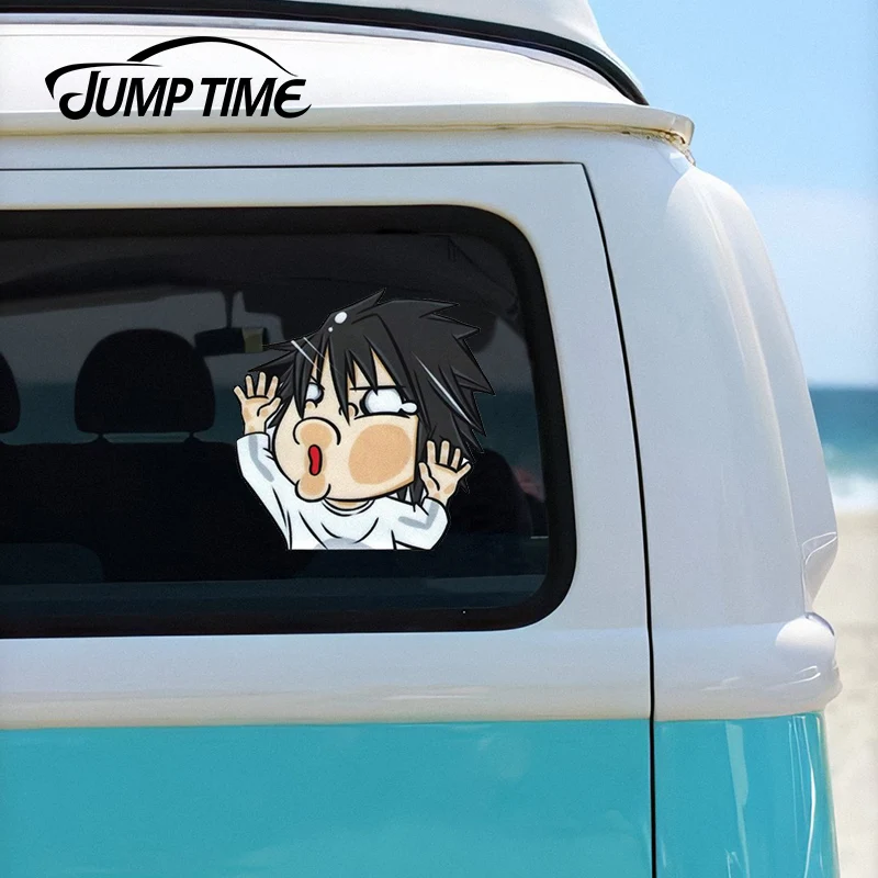 Jump Time 13cm x13cm Death Note L Funny Hitting Windows Vinyl Decal Laptop Car Sticker Helmet Waterproof Styling Accessories | Автомобили