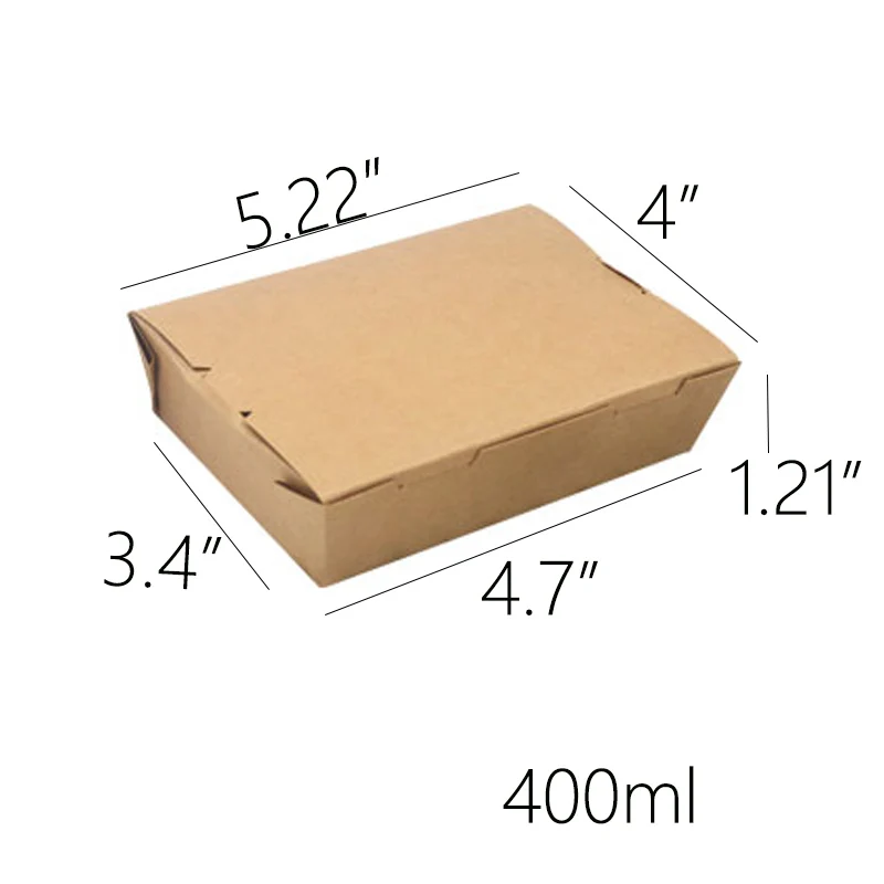 14OZ 100sets ZEQIU 14/17/23/33/63 унций Эко-дружественных Одноразовые крафт-бумаги Бумага вынуть Еда контейнер прямоугольные складной натуральный из крафт-бумаги - Цвет: 14OZ 100sets