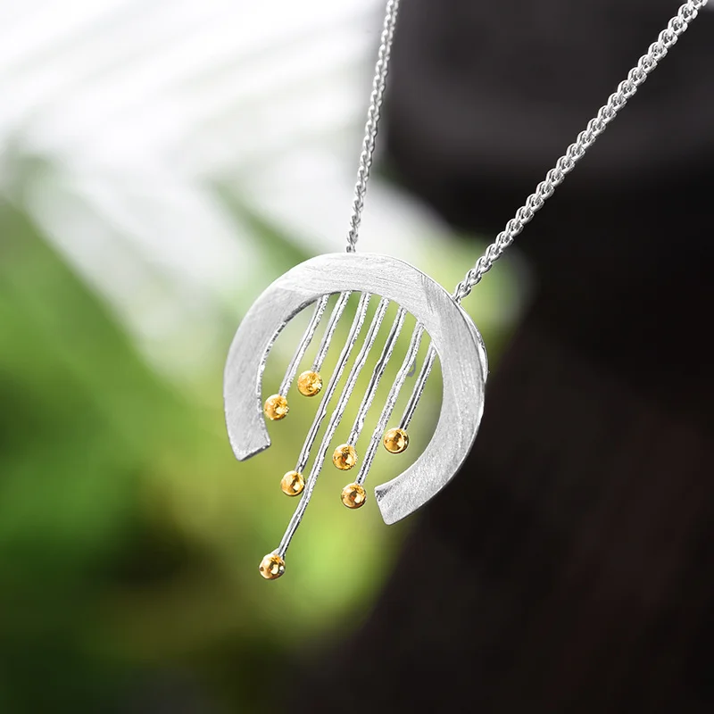 Lotus Fun Real 925 Sterling Silver Handmade Fine Jewelry Oriental Element Vintage Curtain Pendant without Necklace For Women pendant necklace silver necklace silver pendant