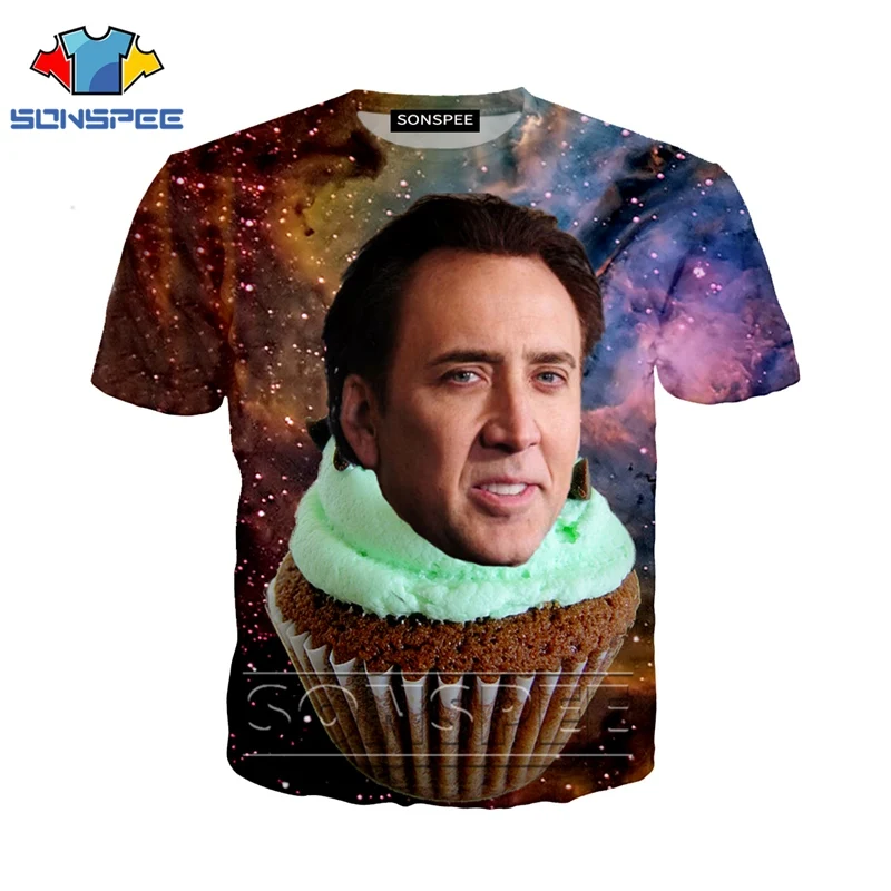 Футболка с 3d принтом Аниме Мужская и женская модная футболка Nicolas Cage Crazy Funny Stare kid Harajuku, футболки, Забавные футболки homme, футболка A64 - Цвет: 03