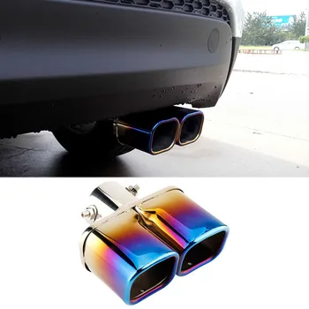 

Car Universal 6m Stainless Steel Rear Dual Outlet Exhaust Pipe Square Muffler Tail Throat Pipe Roasted Blue