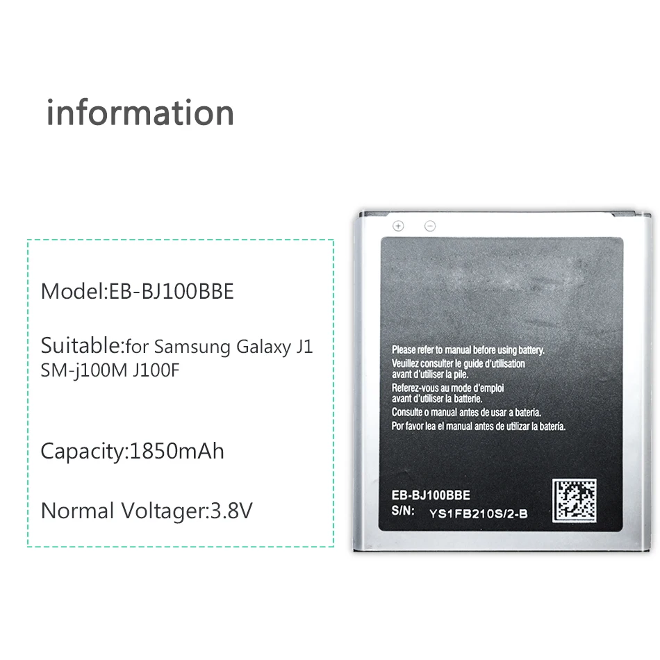 EB-BJ100BBE 1850 мА/ч, samsung Батарея для samsung Galaxy J1( версия) J100 J100F J100H J100FN J100M J100D