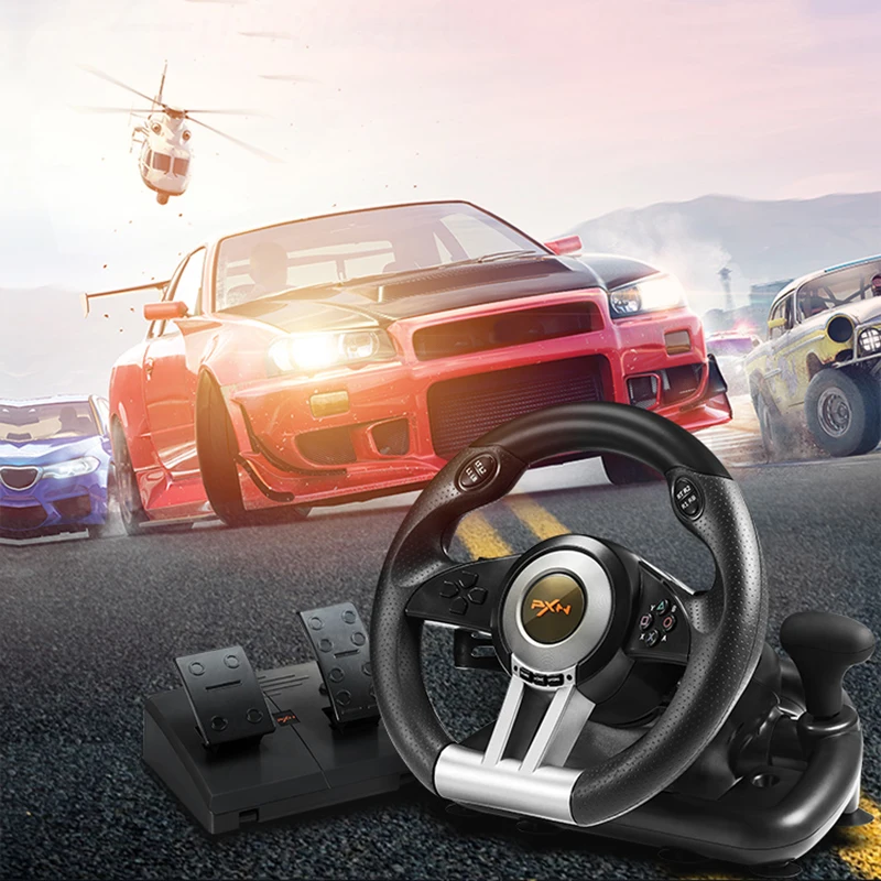  PXN V3II Racing Game Steering Wheel USB Vibration Dual Motor with Foldable Pedal for PS3 PS4 Xbox O