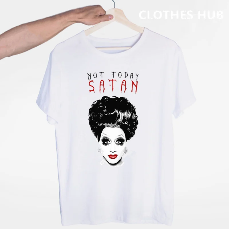

RuPaul Not today Satan Not today RuPaul's Drag Race T-shirt O-Neck Short Sleeves Summer Unisex Tshirt