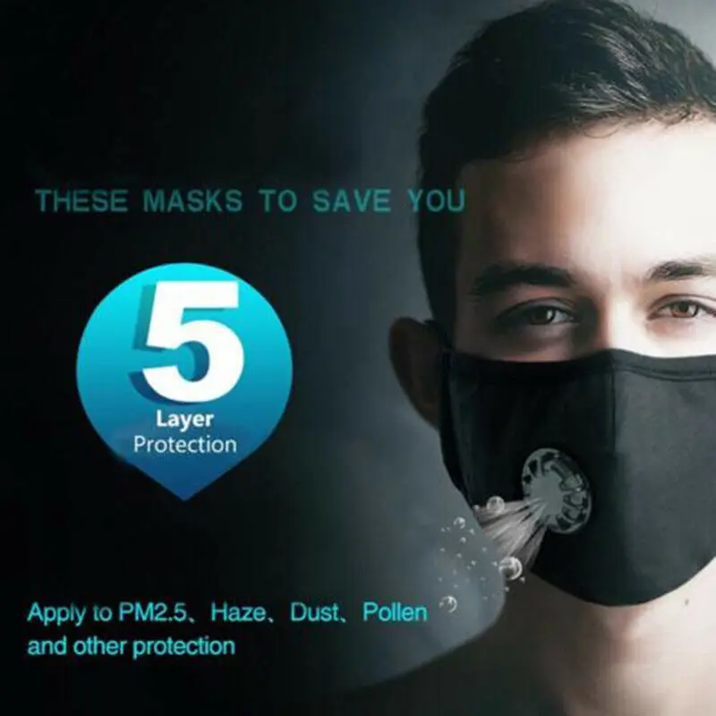 Маска PM2.5 против смога маска пыли для рта с активированным фильтром