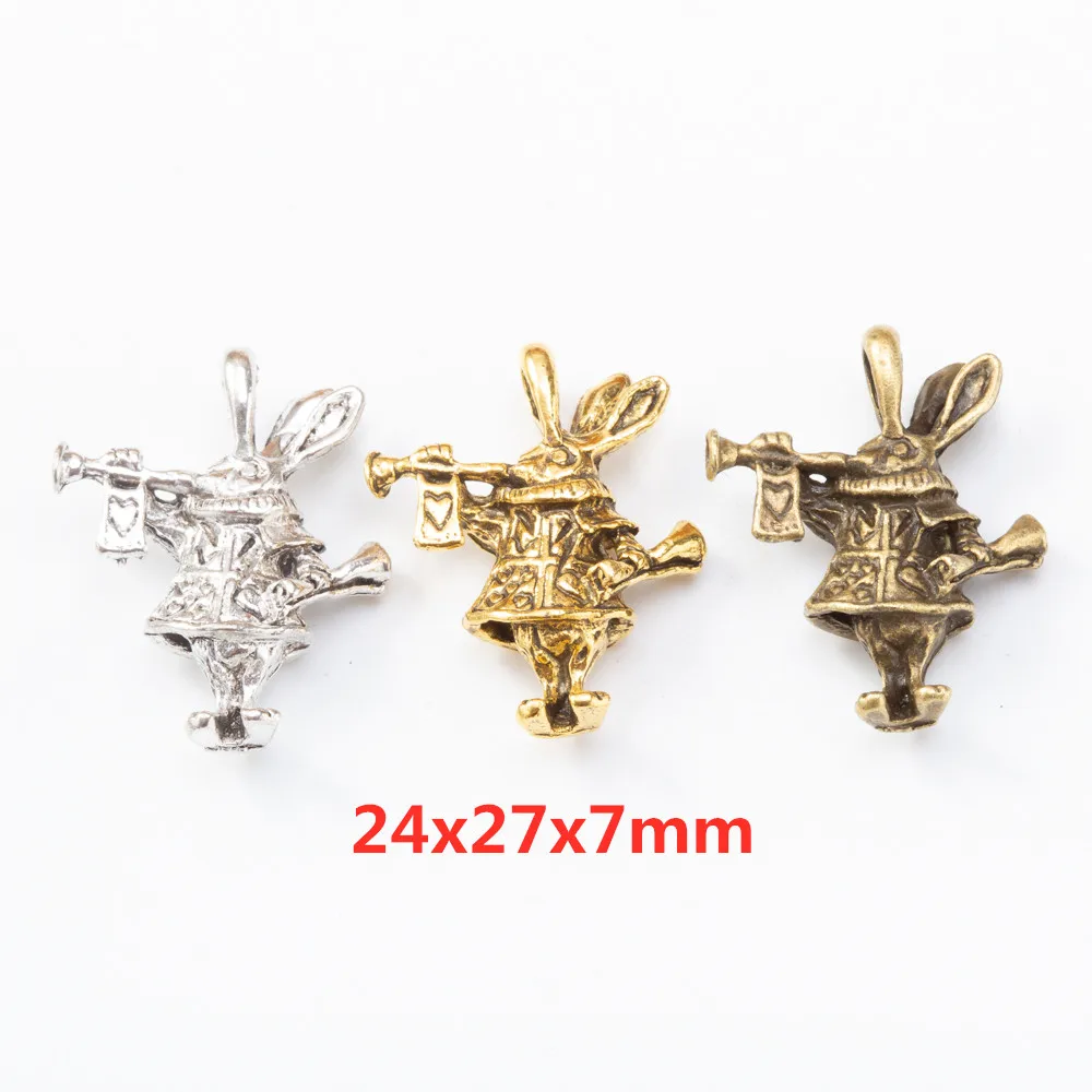 

25 retro rabbit alloy pendants DIY European style jewelry making 8456