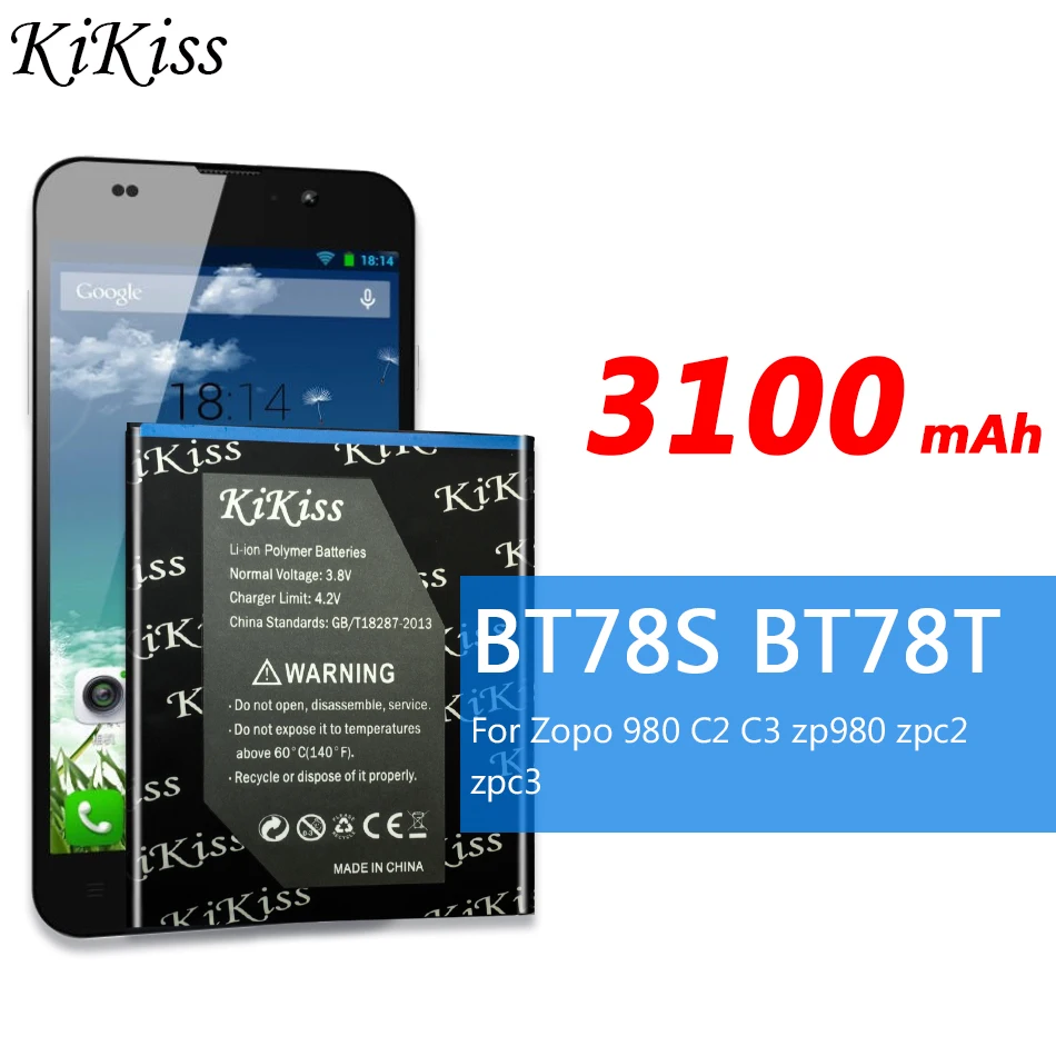 Powerful Battery BT78S BT78T 3100mAh Replace Cell Phone For Zopo 980 C2 C3 zp980 zpc2 zpc3 +Track Code | Мобильные телефоны и