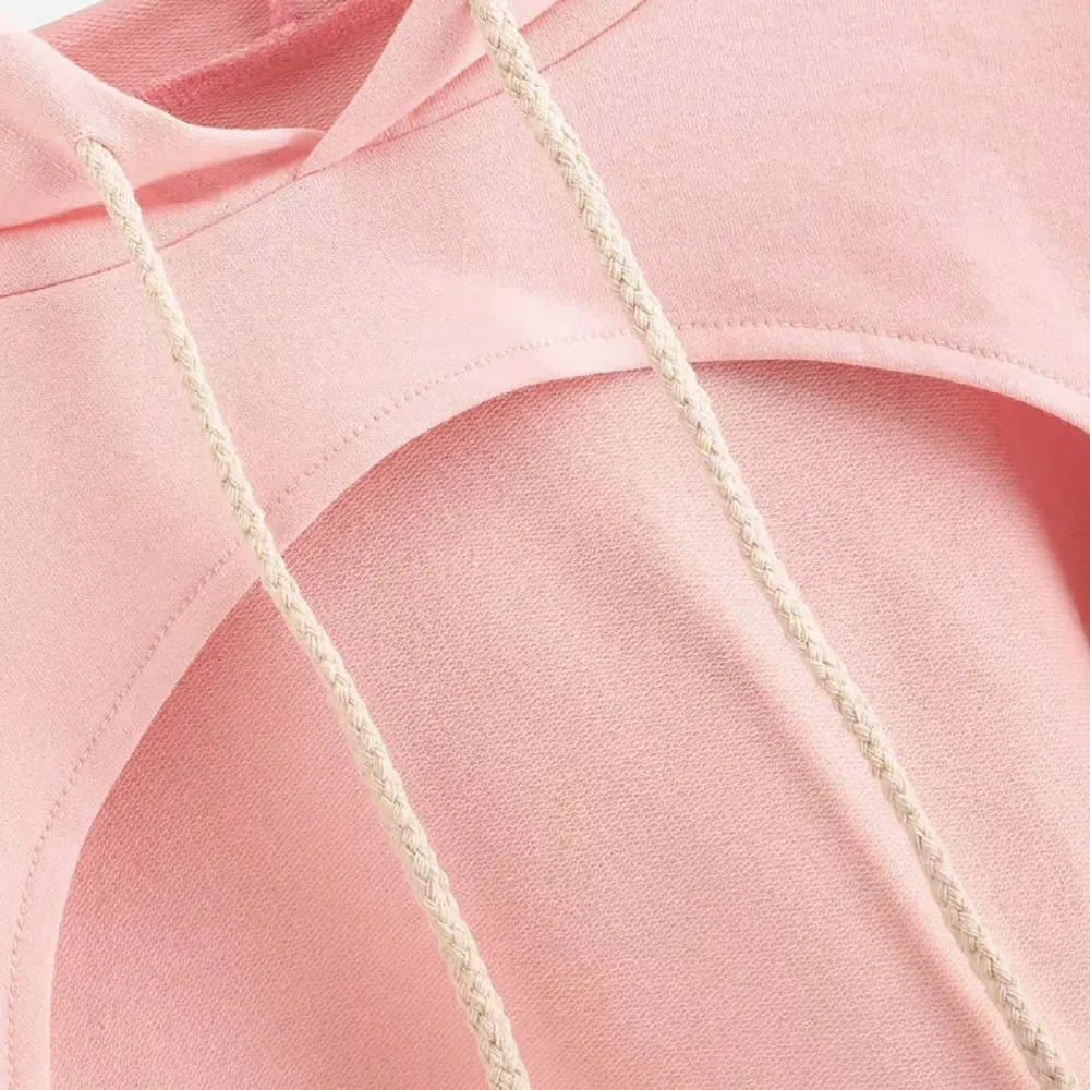 Soild/розовый цвет, худи для женщин, для девочек, модные, повседневные, с открытыми плечами, с вырезами, худи, топ, блузка, корейский стиль, для женщин