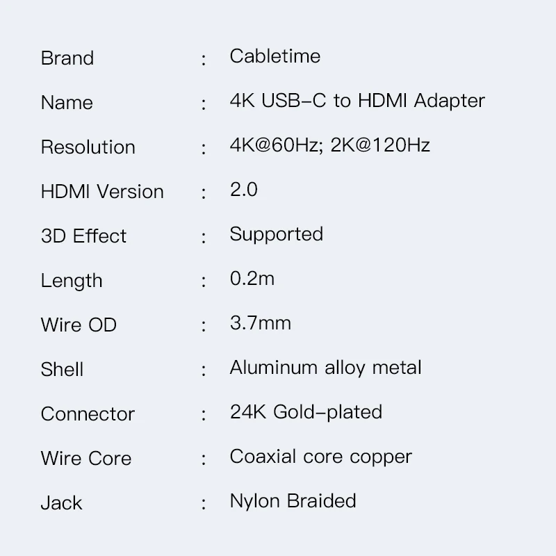 Cabo Adaptador Usb c para Hdmi 4k 60hz Thunderbolt para C0mate 20 Macbook Pro Hdmi para C033 - Image 5