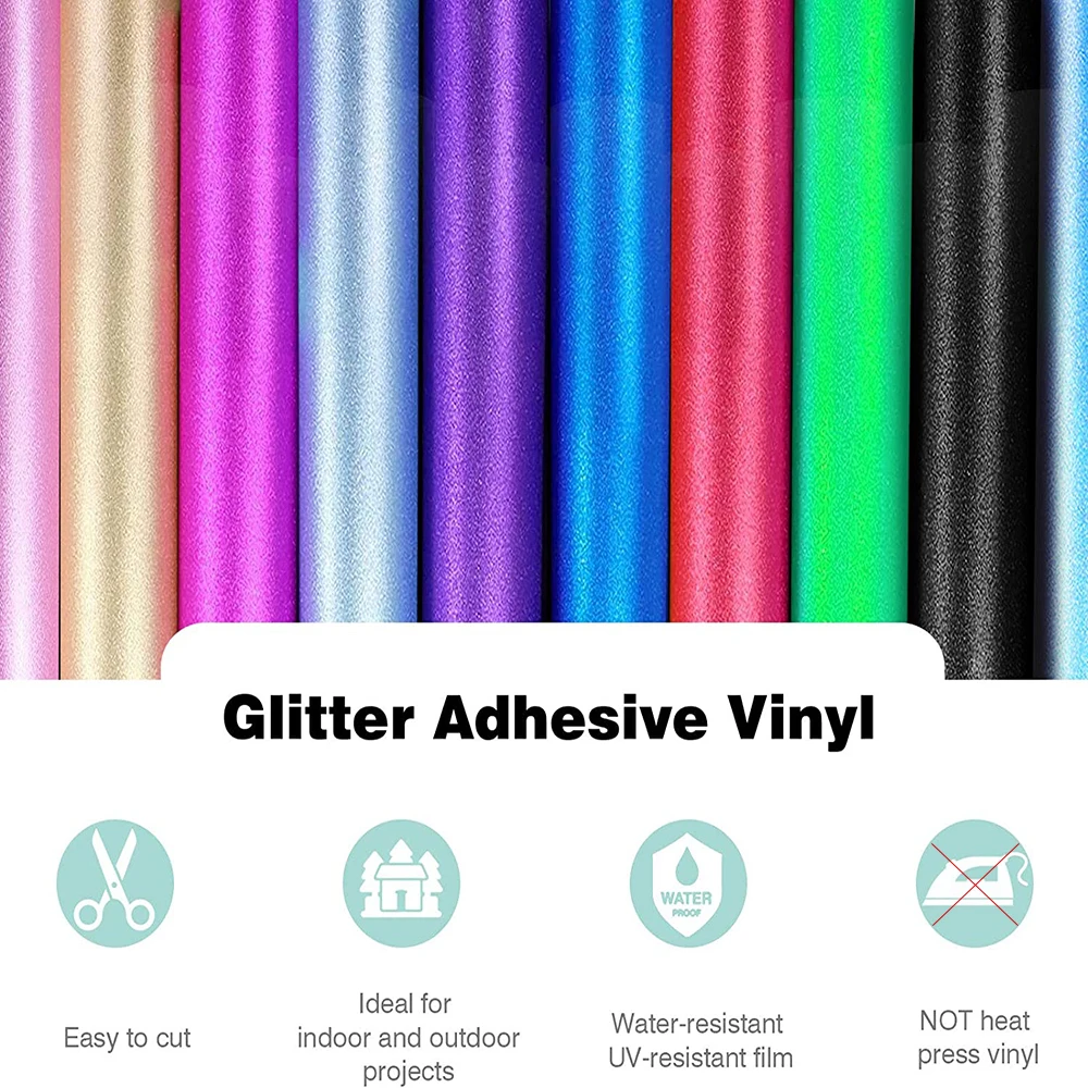 10pcs 12"x12" Bundle Glitter Adhesive Craft Vinyl Indoor and Outdoor Home Window Decor DIY Works for cut Joy Cutting Machines