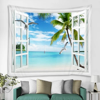 

3d digital printing sea view wall tapestry bohemia wall tapestry mandala wall hanging living room dormitory decoration
