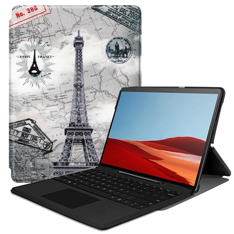 Деловой чехол для microsoft Surface Pro X, 13 дюймов, искусственная кожа+ жесткий пластиковый материал, поверхность клавиатуры, держатель
