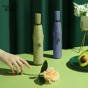 

Yi nuo zi Rain Umbrella Umbrella Three-Fold Umbrella Male a Tandem sen xi Retro Minimalist Female Umbrella Rain Or Shine Dual-Us