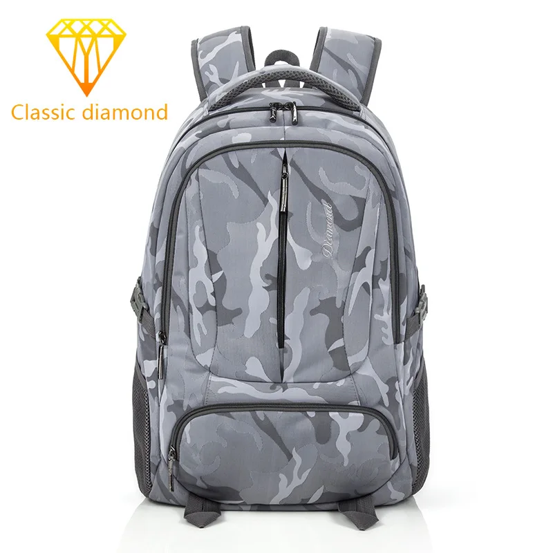 

Classic Diamond Camouflage Backpack Lightweight Waterproof High School Schoolbag Large Capacity Travel Bag