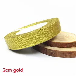 Elegant Silver and Gold Silk Satin Organza Ribbon for Wedding and DIY Crafts - 25 Yards (20mm Gold)