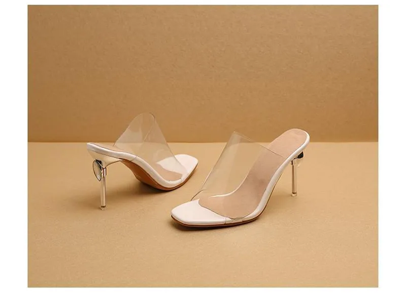 Crystal Transparent Women Slippers Peep Toe High-Heeled Slides Thin Small Heel Clear Shoes Woman Sexy Pointed Toe Summer Sandals (14)
