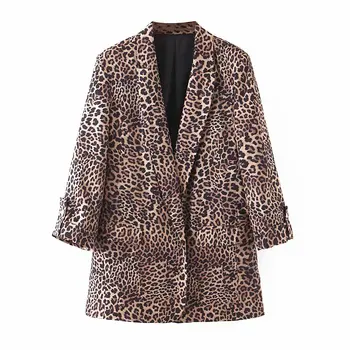 

New vintage women leopard blazer suit 2019 fashion ladies animal print blazers jackets female chic outfit girls casual clothes