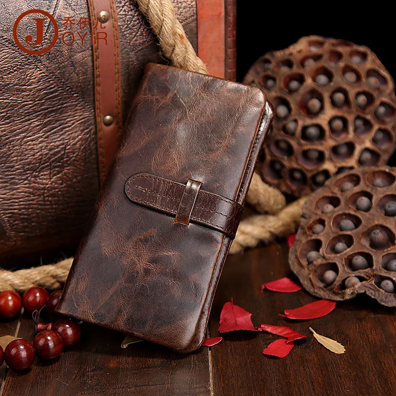 

Guangzhou Oil Wax Leather MEN'S Leather Wallet Casual Retro Long Wallet Large Capacity Multi Card Bit Clutch Bag