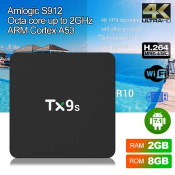 

20PCS/LOT TX9S Amlogic S912 Octa Core TV Box Android 7.1 2GB 8GB Media Player 2.4G WiFi 1000M LAN 4K HD Smart Set Top Box