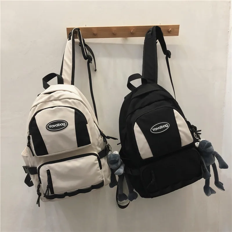 

Hong Kong Fashion Cool Locomotive Neutral Ins Color Matching Student Schoolbag Korean Leisure Large Capacity Wild Backpack